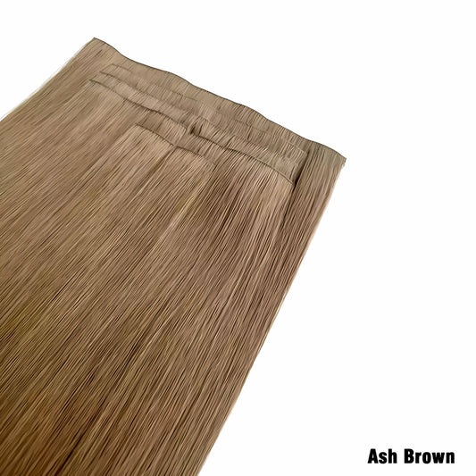 Ash Brown Invisible Clip In Hair Extensions, Virgin Human Hair