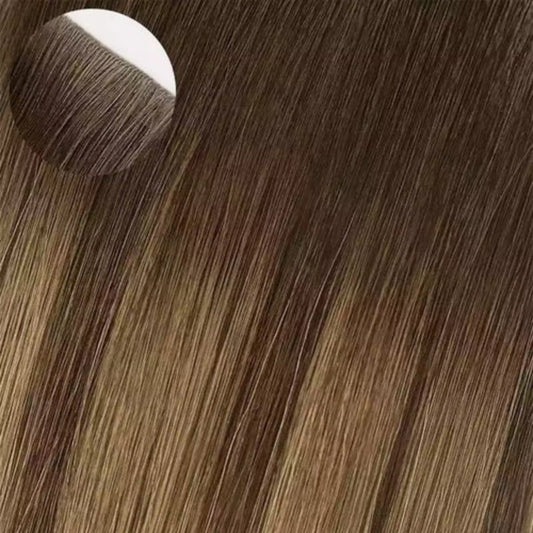 Kastanienbraune Balayage-Keratin-K-Tip-Haarverlängerungen | Keratin-I-TIP-Haarverlängerungen, luxuriöse Super-Double-Draw-Qualität, unbehandeltes Echthaar, 100 g