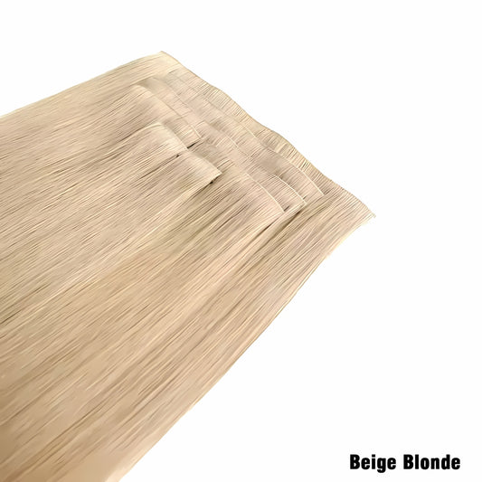 Beige Blonde Invisible Clip In Hair Extensions, Virgin Human Hair