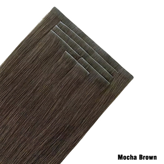 Mocha Brown Invisible Clip In Hair Extensions, Virgin Human Hair