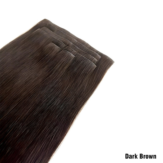 Dark Brown Invisible Clip In Hair Extensions, Virgin Human Hair