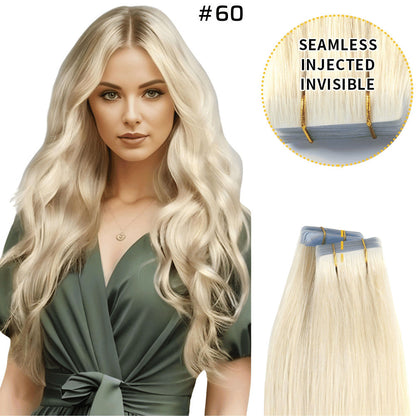 Vando Invisible Clip In Hair Extensions, Seamless Injected Hand-Tied, Virgin Human Hair