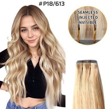 Vando Invisible Clip In Hair Extensions, Seamless Injected Hand-Tied, Virgin Human Hair