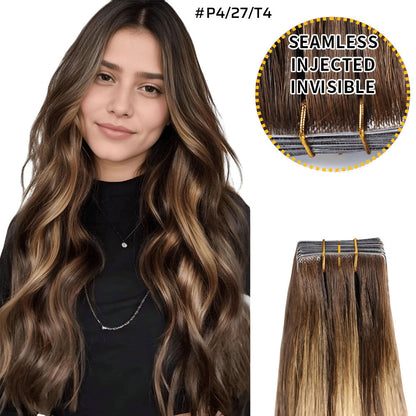 Vando Invisible Clip In Hair Extensions, Seamless Injected Hand-Tied, Virgin Human Hair