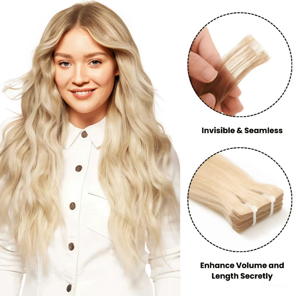 Invisible Tape In Hair Extensions, Injected Hand-Tied, Virgin Human Hair, 20 pcs